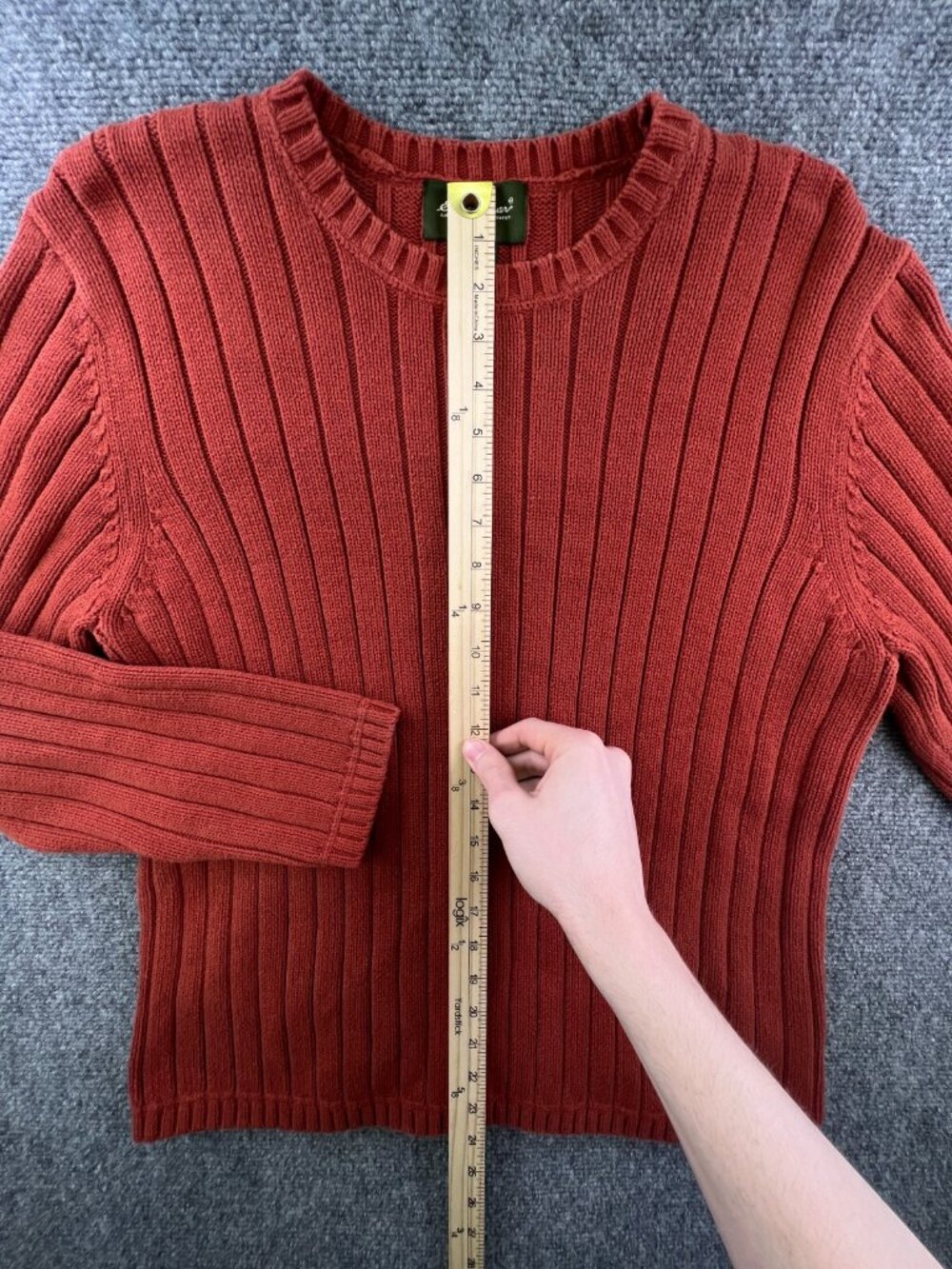 Eddie Bauer Sweater Mens Large Orange Pullover Long Sleeve Ribbed Cotton Adult - Picture 2 of 7